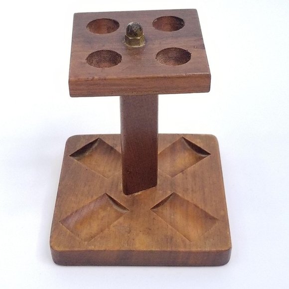 Vintage Wooden 4 Hole Pipe Stand Holder Pedestal - Picture 3 of 9